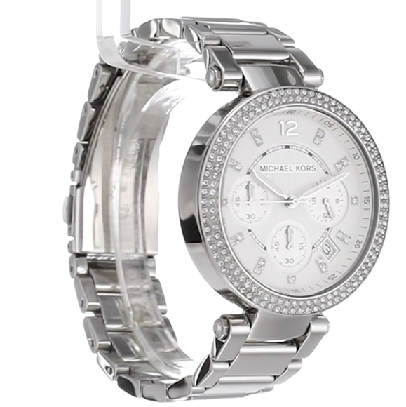 NWT Michael Kors Women's Parker Silver-Tone Watch  - Picture 7 of 13